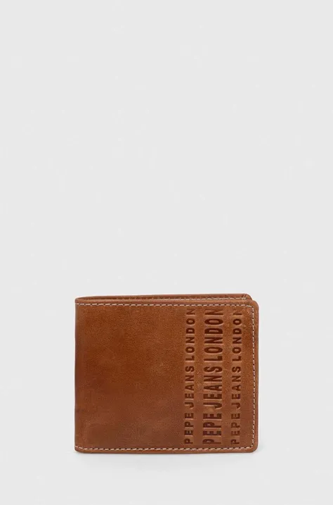 Шкіряний гаманець Pepe Jeans Arnold чоловічий колір коричневий