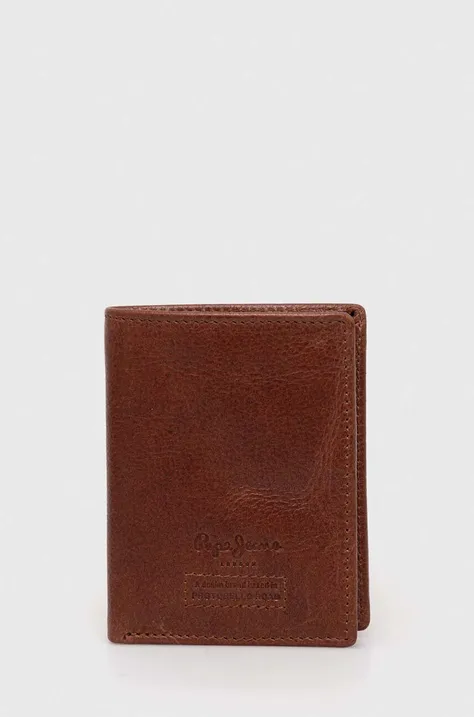 Шкіряний гаманець Pepe Jeans Archie чоловічий колір коричневий