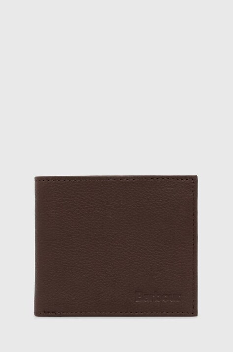 Шкіряний гаманець Barbour Padbury Billfold чоловічий колір коричневий MLG0049