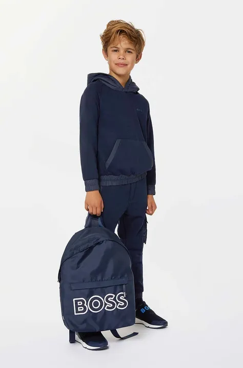 Дитячий рюкзак BOSS колір синій великий з принтом