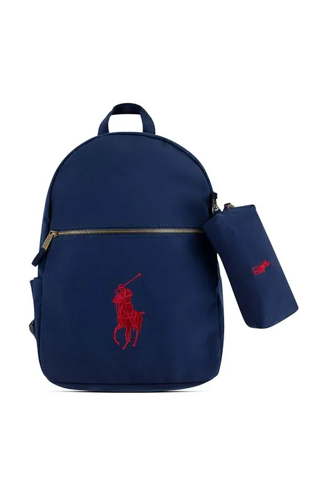 Дитячий рюкзак Polo Ralph Lauren колір синій малий однотонний