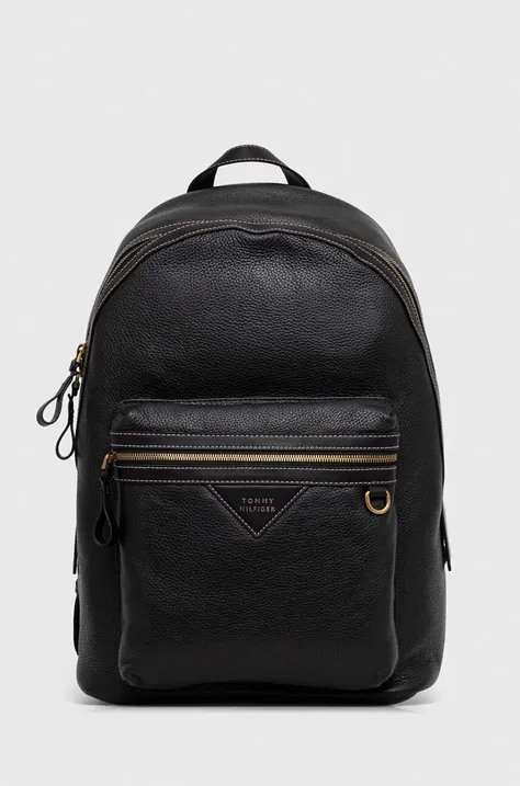 Шкіряний рюкзак Tommy Hilfiger чоловічий колір чорний великий однотонний