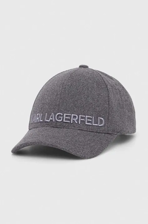 Karl Lagerfeld czapka z daszkiem kolor szary z aplikacją