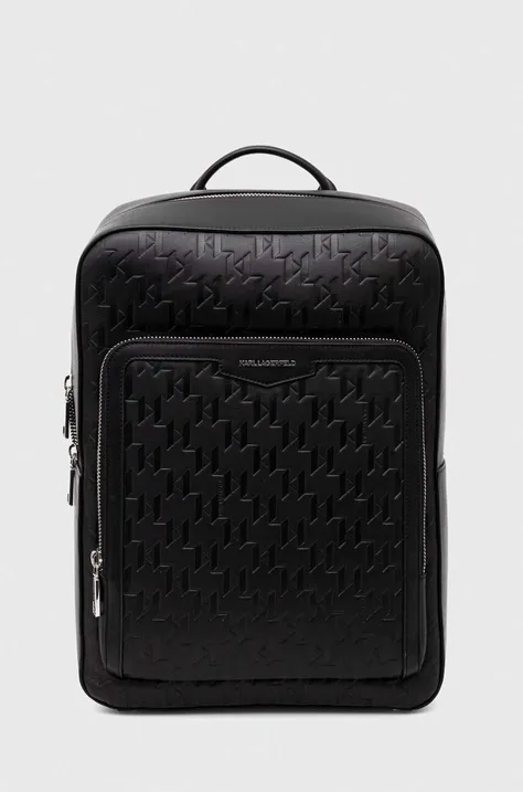 Шкіряний рюкзак Karl Lagerfeld чоловічий колір чорний великий однотонний