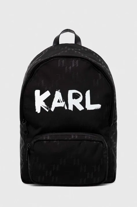 Ruksak Karl Lagerfeld za muškarce, boja: crna, veliki, s uzorkom
