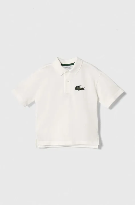 Pamučna polo majica Lacoste boja: bijela, s aplikacijom