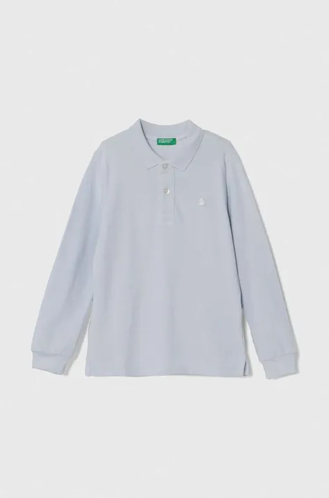 Detská bavlnená košeľa s dlhým rukávom United Colors of Benetton šedá farba, jednofarebný