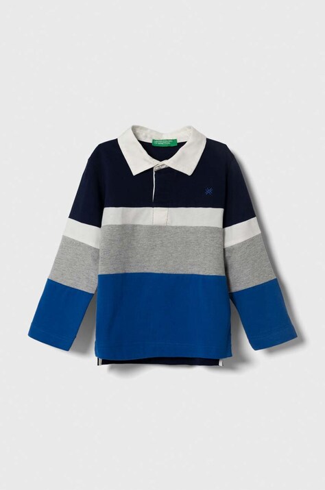Хлопковый детский лонгслив United Colors of Benetton цвет серый узорный