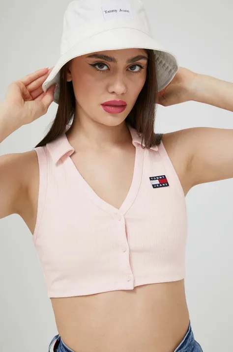 Tommy Jeans top damski kolor różowy