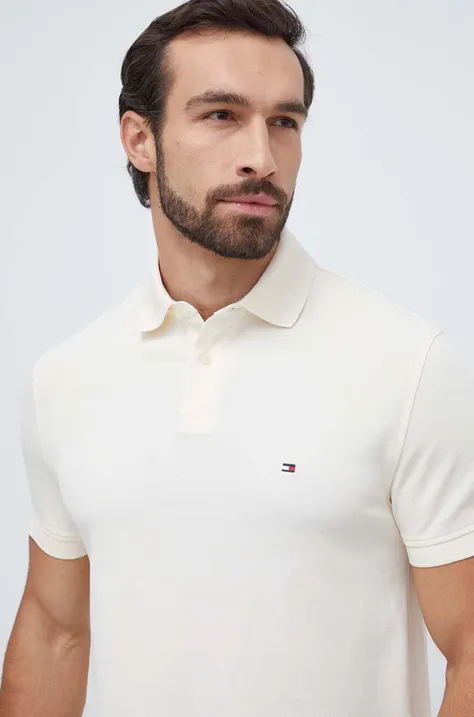 Polo tričko Tommy Hilfiger pánsky,béžová farba,jednofarebný,MW0MW17770