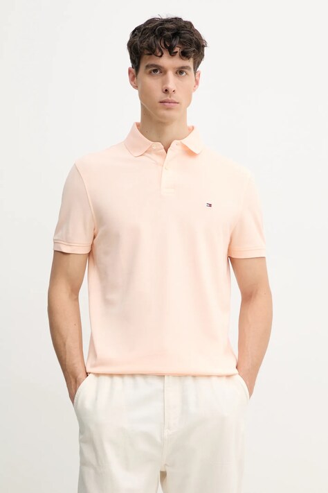 Tommy Hilfiger polo bărbați, culoarea portocaliu, cu imprimeu MW0MW17770