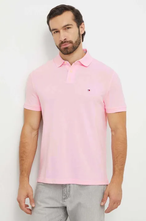 Polo majica Tommy Hilfiger za muškarce, boja: ružičasta, bez uzorka
