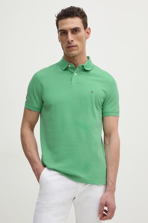 Поло Tommy Hilfiger цвет зелёный узор MW0MW17770