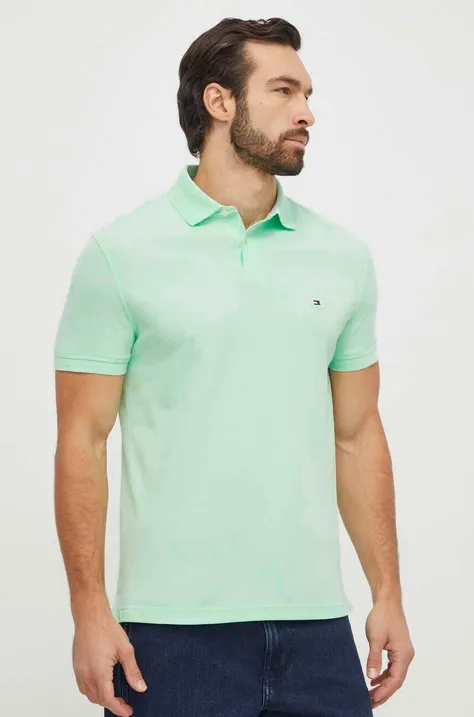 Polo majica Tommy Hilfiger za muškarce, boja: zelena, bez uzorka