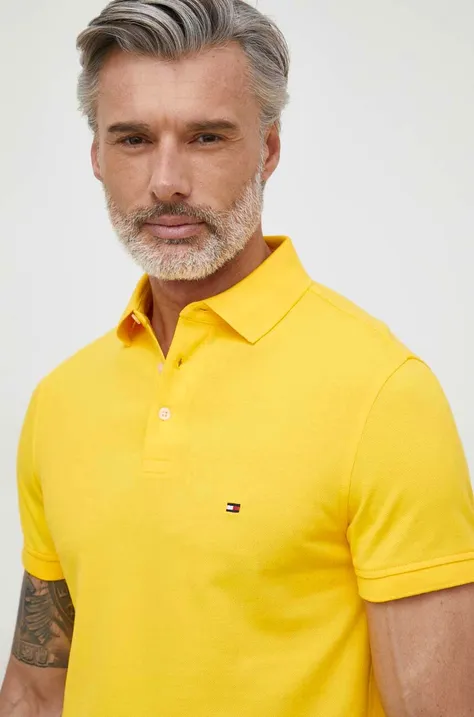 Tommy Hilfiger polo męski kolor żółty wzorzysty MW0MW17771