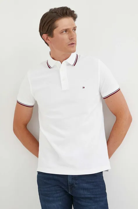 Polo majica Tommy Hilfiger za muškarce, boja: bijela, bez uzorka, MW0MW30750