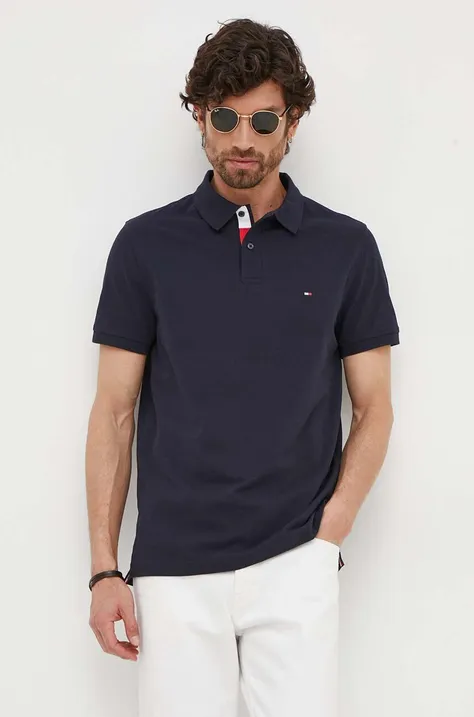 Bavlnené polo tričko Tommy Hilfiger tmavomodrá farba, jednofarebné