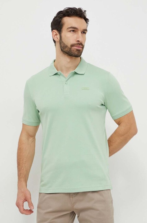Calvin Klein polo de bumbac culoarea verde, uni K10K111657