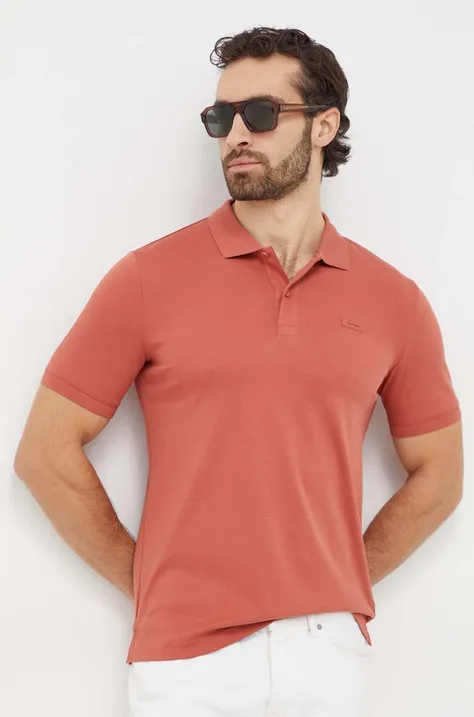 Βαμβακερό μπλουζάκι πόλο Calvin Klein χρώμα: πορτοκαλί