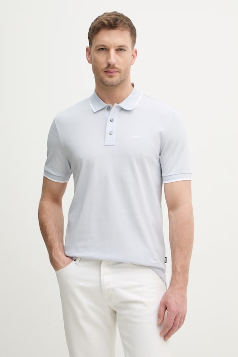Βαμβακερό μπλουζάκι πόλο BOSS χρώμα: μπλε, 50494697