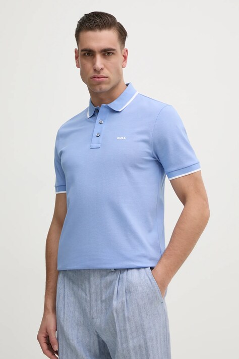 Bavlněné polo tričko BOSS modrá barva, 50494697
