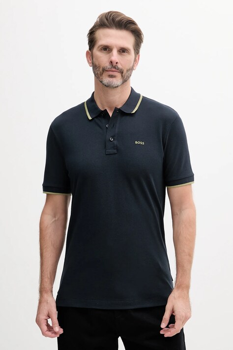 Bavlněné polo tričko BOSS modrá barva, 50494697