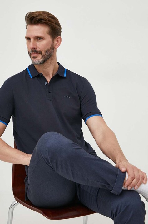 BOSS polo bawełniane Parlay 190 kolor granatowy 50494697