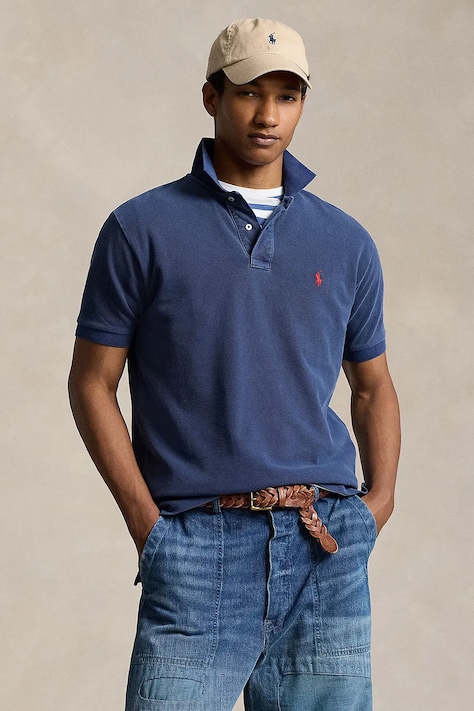 Βαμβακερό μπλουζάκι πόλο Polo Ralph Lauren χρώμα: ναυτικό μπλε