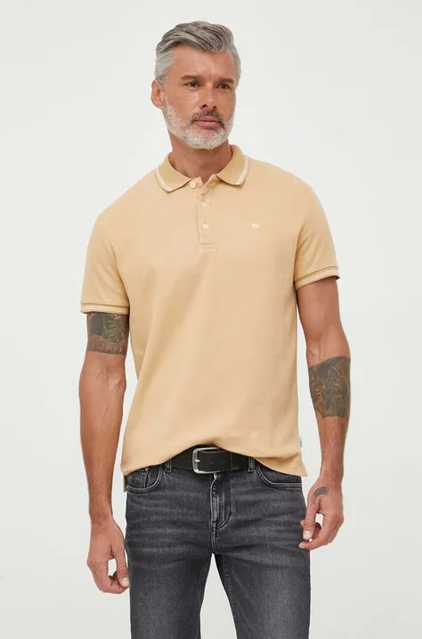 Βαμβακερό μπλουζάκι πόλο Pepe Jeans Lisson χρώμα: μπεζ