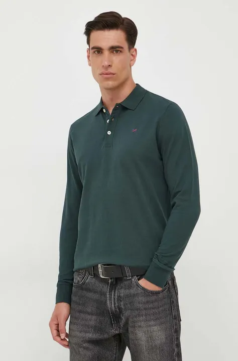 Bavlnené tričko s dlhým rukávom Pepe Jeans Jimmy zelená farba, jednofarebný