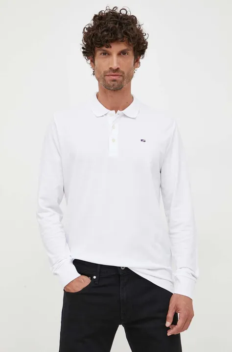 Bavlnené tričko s dlhým rukávom Pepe Jeans biela farba, jednofarebný