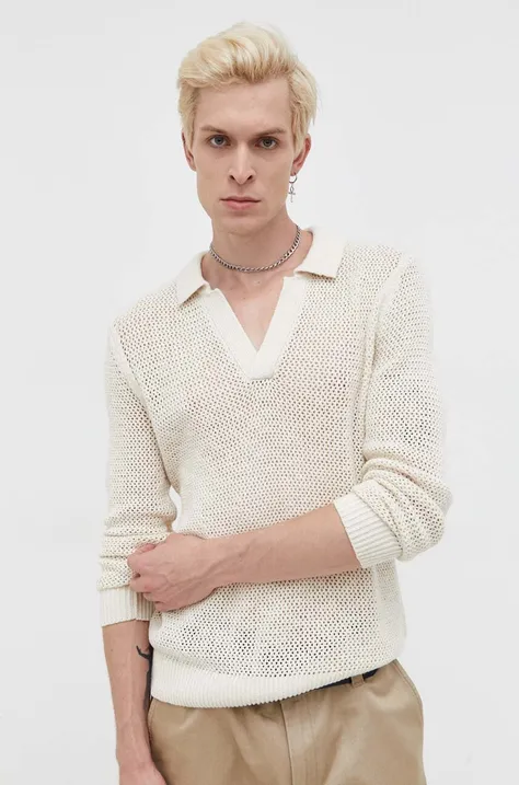 Abercrombie & Fitch sweter męski kolor beżowy lekki