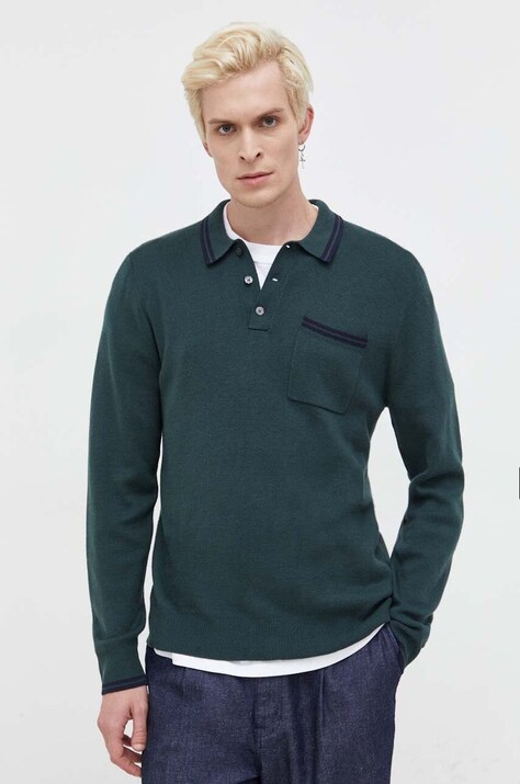 Пуловер Abercrombie & Fitch мъжки в зелено от лека материя