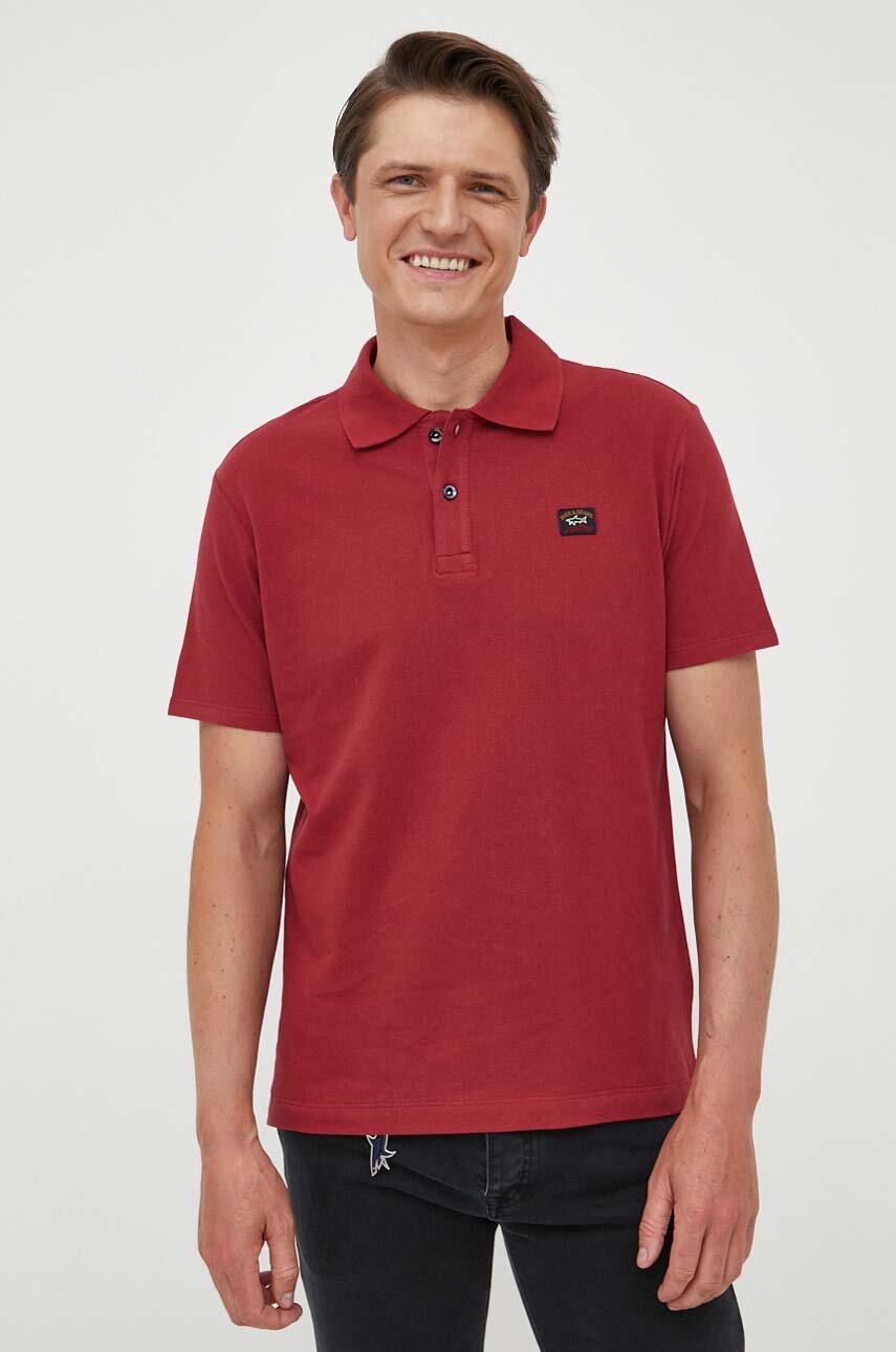 Paul&Shark polo bawełniane kolor bordowy gładki