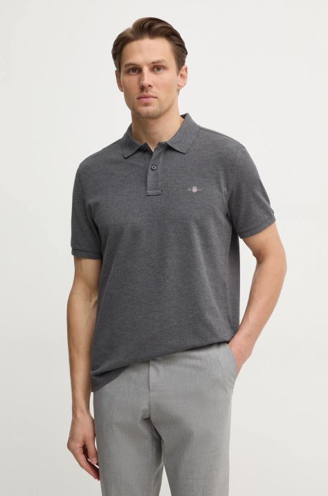 Gant polo de bumbac culoarea gri, neted