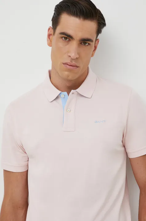 Polo majica Gant za muškarce, boja: ružičasta, bez uzorka