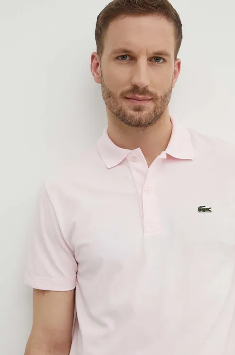 Polo majica Lacoste za muškarce, boja: ružičasta, bez uzorka