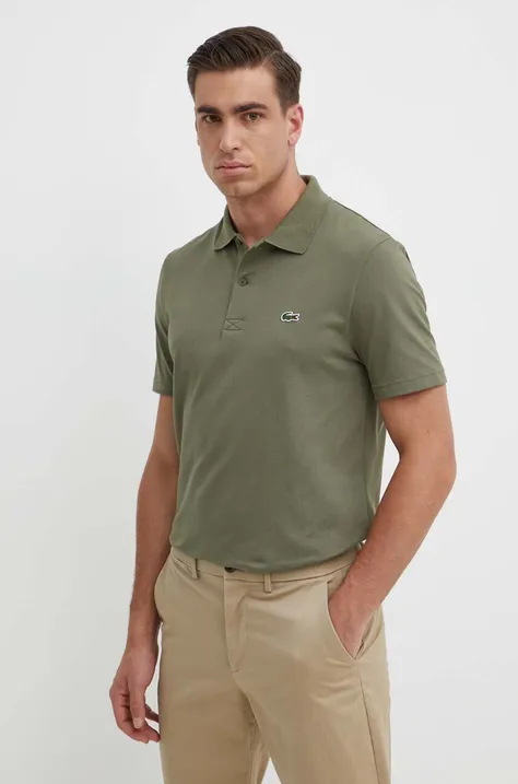 Polo majica Lacoste za muškarce, boja: zelena, bez uzorka