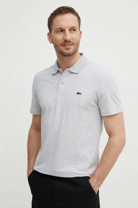 Lacoste tricou polo barbati, culoarea gri, neted