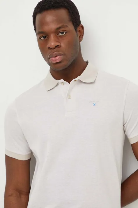 Βαμβακερό μπλουζάκι πόλο Barbour χρώμα: μπεζ