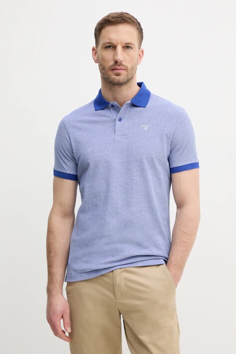 Bavlnené polo tričko Barbour jednofarebný