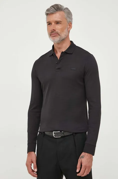 Calvin Klein longsleeve bawełniany kolor czarny gładki