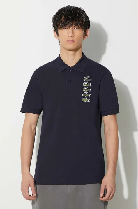 Bavlnené polo tričko Lacoste tmavomodrá farba, s nášivkou, PH3474 001
