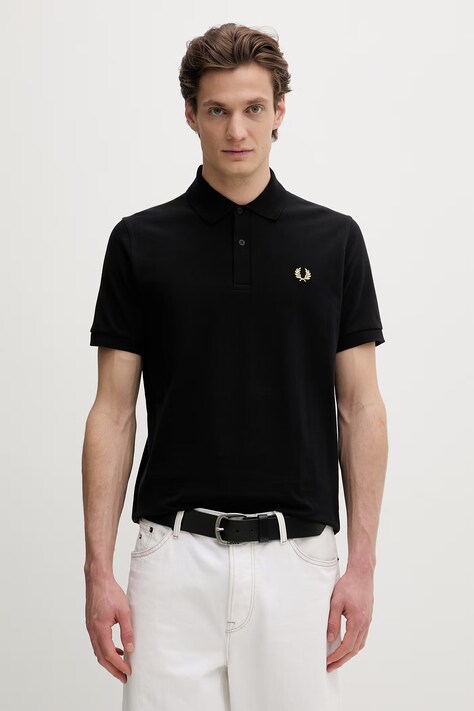 Βαμβακερό μπλουζάκι πόλο Fred Perry χρώμα: μαύρο, M3.157 F3M3.157