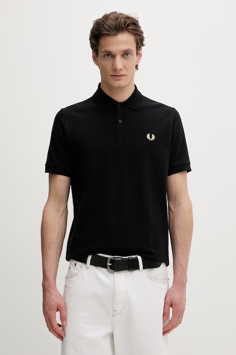 Βαμβακερό μπλουζάκι πόλο Fred Perry χρώμα: μαύρο, M3.157 F3M3.157