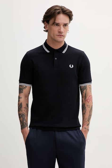 Βαμβακερό μπλουζάκι πόλο Fred Perry χρώμα: ναυτικό μπλε, M3600.238