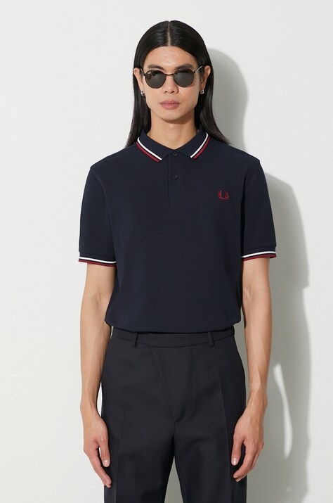 Fred Perry cotton polo shirt navy blue color M3600.T55