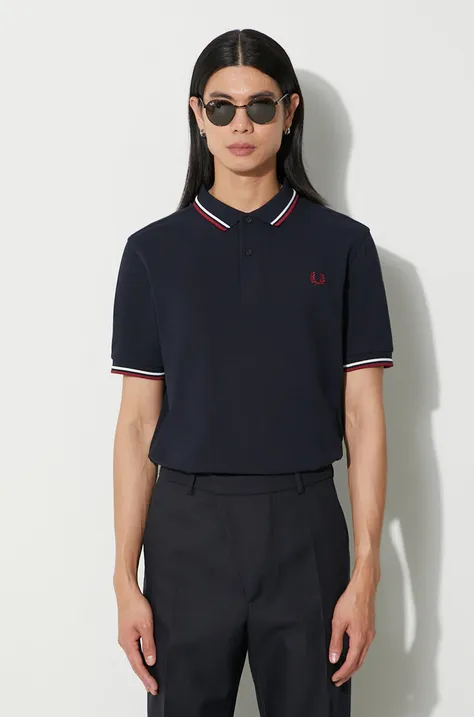 Fred Perry cotton polo shirt navy blue color M3600.T55