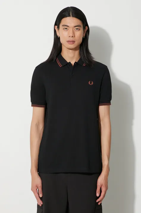 Βαμβακερό μπλουζάκι πόλο Fred Perry χρώμα: μαύρο, M3600.U35