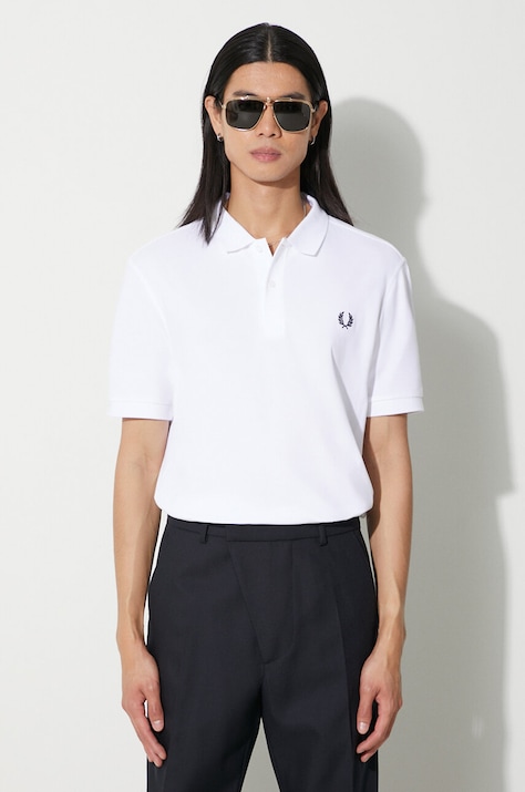 Fred Perry polo bawełniane kolor biały z aplikacją M6000.100